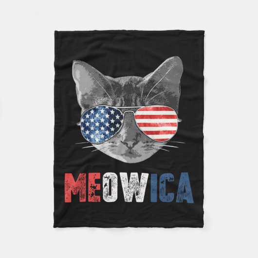vom Juli Shirt Meowica American Flag Cat Fleecedecke (Vorderseite)