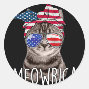 Vom Juli Tag der Unabhängigkeit Meowrica meowrica Runder Aufkleber