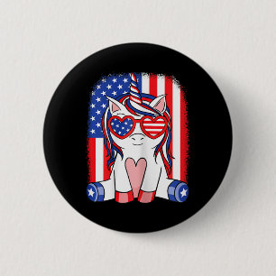 vom Juli Unicorn American Flag Patriotic Women Gir Button
