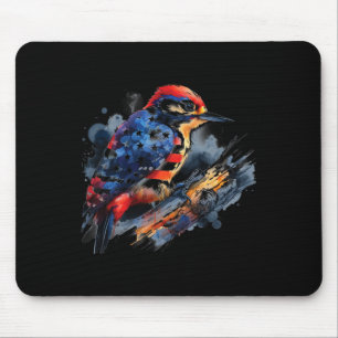 vom Juli Woodpecker Bird Lovers Usa Flag Patriotic Mousepad