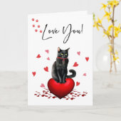 VOM Katzenschwarz mit rotem Herzen Karte (Gelbe Blume)