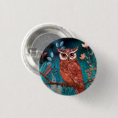 Vom Künstler handillustrierte Eule – Boho Natur Button (Vorne & Hinten)