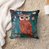 Vom Künstler handillustrierte Eule – Boho Natur Kissen (Decke)