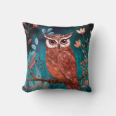 Vom Künstler handillustrierte Eule – Boho Natur Kissen (Vorderseite)