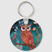 Vom Künstler handillustrierte Eule – Boho Natur Schlüsselanhänger (Vorderseite)