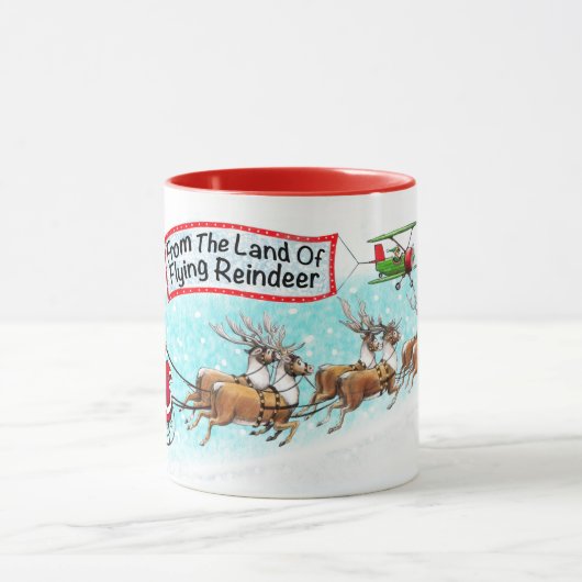 Vom Land des fliegenden Rentiers! Tasse (Zentrum)