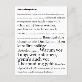 Vom Leben gelernt Motivations Postkarte