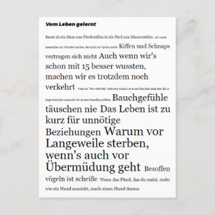 Vom Leben gelernt Motivations Postkarte