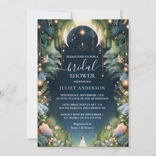 Vom magischen Traum Mystische Sterne Moon Brautpar Einladung (Vorderseite)