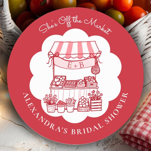 Vom Markt Bauern Rot Moderne Bridal Shower Runder Aufkleber