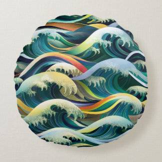 Vom Meer Inspirierte Muster Rundes Kissen