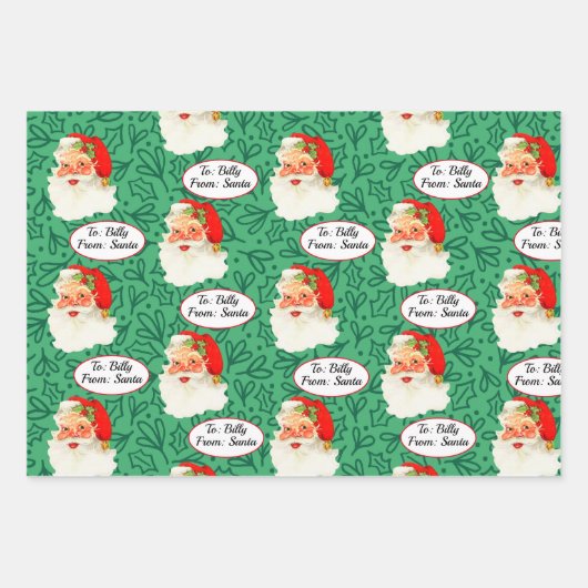 Vom Namen des Weihnachtskindes 3 Persönliche Weihn Geschenkpapier Set (Vorderseite)