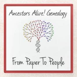 Vom Papier zum Menschen Logo, rot Glasuntersetzer