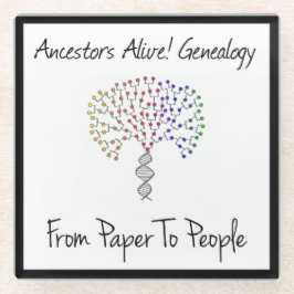 Vom Papier zum Menschen Logo, schwarz Glasuntersetzer