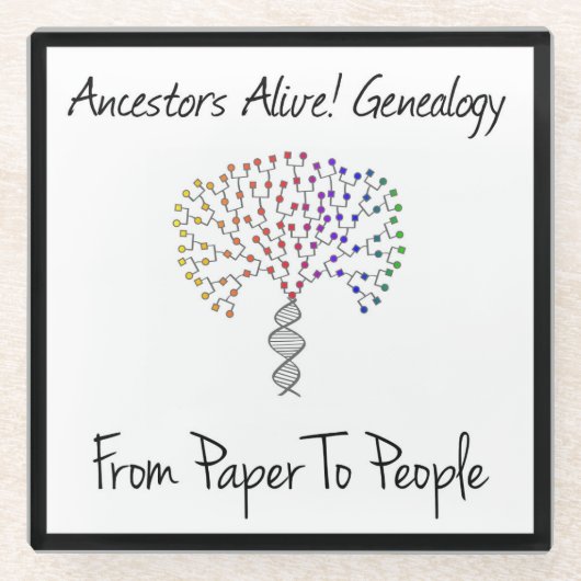 Vom Papier zum Menschen Logo, schwarz Glasuntersetzer (Vorderseite)