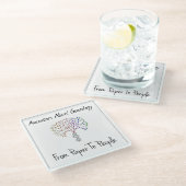 Vom Papier zum Menschen Logo, weiß Glasuntersetzer (Schrägansicht)