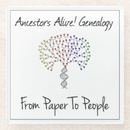 Vom Papier zum Menschen Logo, weiß Glasuntersetzer