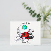 Vom Reisebug gebissen - Flugzeug von Ladybug Postkarte (Stehend Vorderseite)