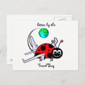 Vom Reisebug gebissen - Flugzeug von Ladybug Postkarte (Vorne/Hinten)