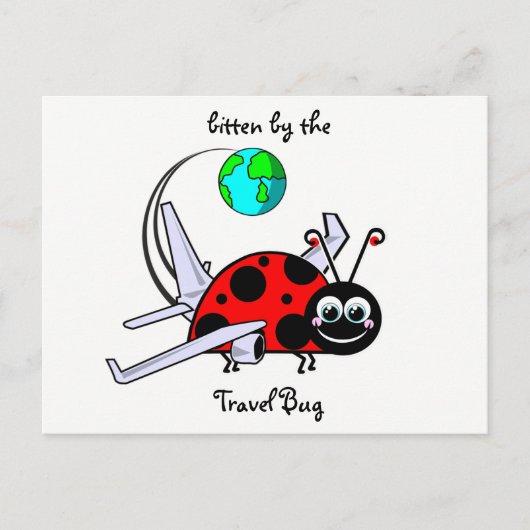 Vom Reisebug gebissen - Flugzeug von Ladybug Postkarte (Vorderseite)