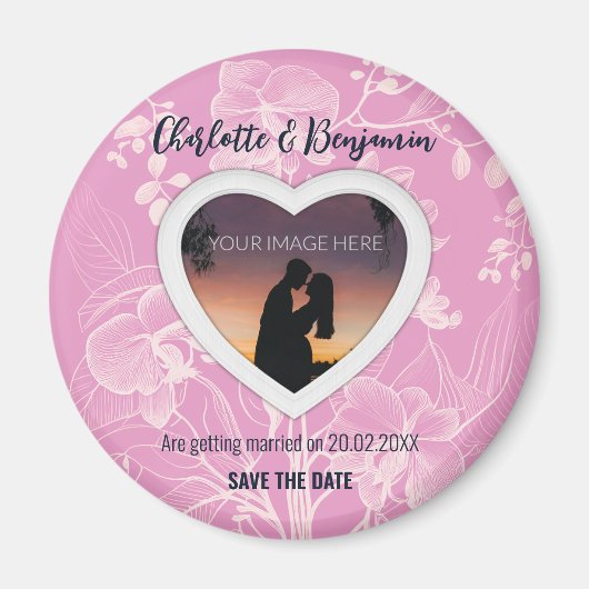 Vom rosa Herz | Hochzeit | SAVE THE DATE Magnet (Vorne)