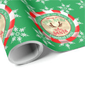 Vom Santa Offiziellen Siegel über Gold und Grün Geschenkpapier (Rolleneckpunkt)