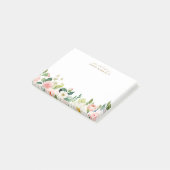 Vom Schreibtisch aus blass, rosa, florale botanisc Post-it Klebezettel (angewinkelt)