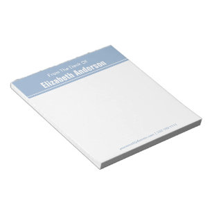 Vom Schreibtisch aus blau und weiß Notizblock