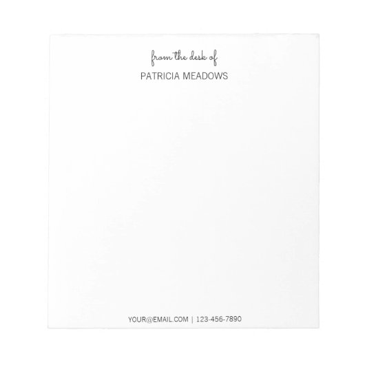 Vom Schreibtisch aus Individuelle Name Moderne Sch Notizblock (Vorderseite)