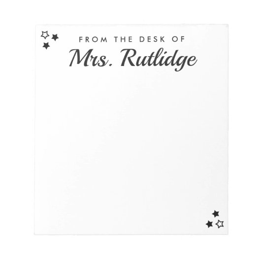 Vom Schreibtisch aus - Kleine schwarze Sterne Notizblock (Vorderseite)