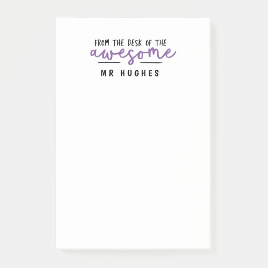 Vom Schreibtisch aus lila lustige Lehrerin Post-it Klebezettel (Vorderseite)