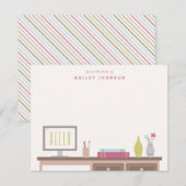 Vom Schreibtisch aus - Magenta Mitteilungskarte (Vorne/Hinten)