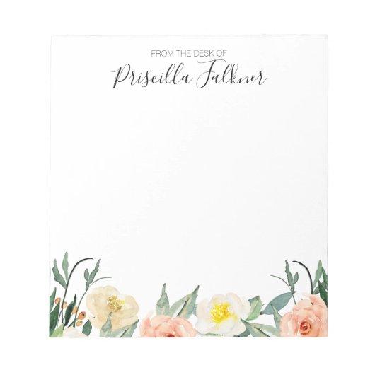 Vom Schreibtisch aus moderne Blume im Korallenwass Notizblock (Vorderseite)