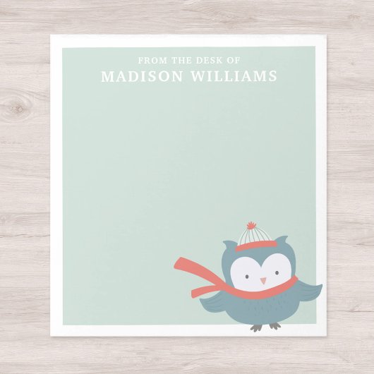 Vom Schreibtisch aus Name Winter Owl Notizblock