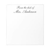 "Vom Schreibtisch aus..." Personalisierter Editor Notizblock (Vorderseite)