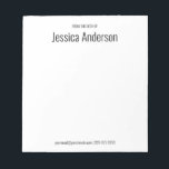 Vom Schreibtisch aus schwarz-weiß Ihr Name Notizblock<br><div class="desc">Vom Schreibtisch der Formulare die oberste Zeile des Anzeigetextes auf diesem Notizblock. Die zweite Textzeile ist für den Namen des Empfängers größer. Es gibt unten einen kleinen schwarzen Text für Kontaktinformationen wie eine E-Mail-Adresse und Telefonnummer.</div>