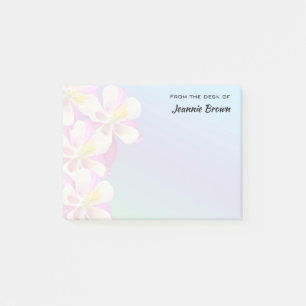 Vom Schreibtisch aus wunderschöne Blume der Columb Post-it Klebezettel