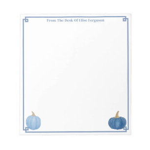 vom Schreibtisch   Classic Blue and White Pumpkin Notizblock