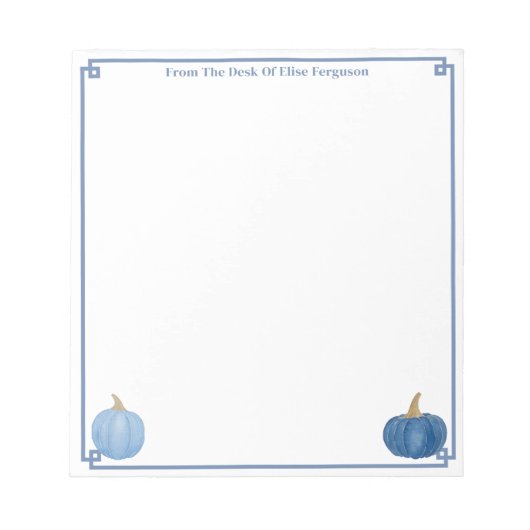 vom Schreibtisch | Classic Blue and White Pumpkin Notizblock (Vorderseite)