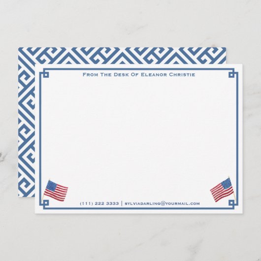 vom Schreibtisch | Classic USA Flag Personalisiert Mitteilungskarte (Vorne/Hinten)