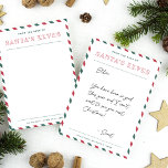 Vom Schreibtisch der Elfen des Weihnachtsmanns lee Mitteilungskarte<br><div class="desc">Benutzen Sie diesen süßen Weihnachtsbrief, um eine Nachricht von der Elf Ihres Kindes zu teilen. Offizielle Note in festlich rot und grün zeigt "vom Schreibtisch der Elfen des Weihnachtsmanns" oben, mit der Mailingadresse am Nordpol unten und einer roten und grünen Postkartengrenze. Fügen Sie eine handschriftliche Notiz hinzu - aber verbergen...</div>