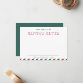 Vom Schreibtisch der Elfen des Weihnachtsmanns lee Mitteilungskarte