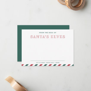 Vom Schreibtisch der Elfen des Weihnachtsmanns lee Mitteilungskarte