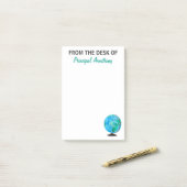 Vom Schreibtisch der HauptschulAquarell-Kugel Post-it Klebezettel (Auf Schreibtisch)