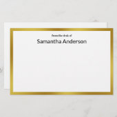 Vom Schreibtisch der Imitate Gold Black Your Name Briefpapier (Vorne/Hinten)