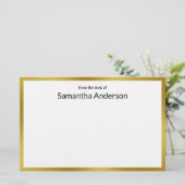 Vom Schreibtisch der Imitate Gold Black Your Name Briefpapier (Stehend Vorderseite)