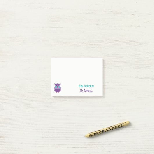Vom Schreibtisch der Lehrer-Eule personalisiert Post-it Klebezettel (Auf Schreibtisch)
