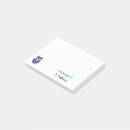 Vom Schreibtisch der Lehrer-Eule personalisiert Post-it Klebezettel (angewinkelt)