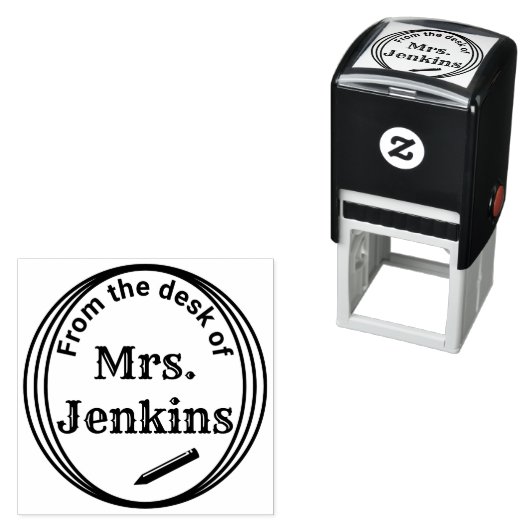 "Vom Schreibtisch der" Personalisierten Selbstfarb Permastempel (Beispiel)
