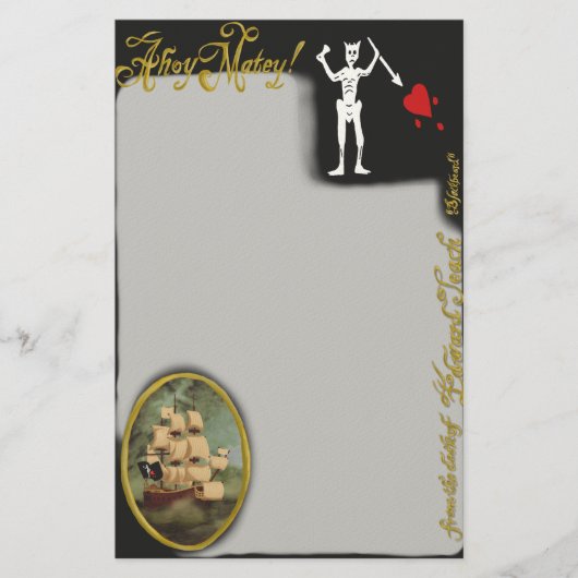 Vom Schreibtisch der Piraten Edward Teach Statione Briefpapier (Vorderseite)